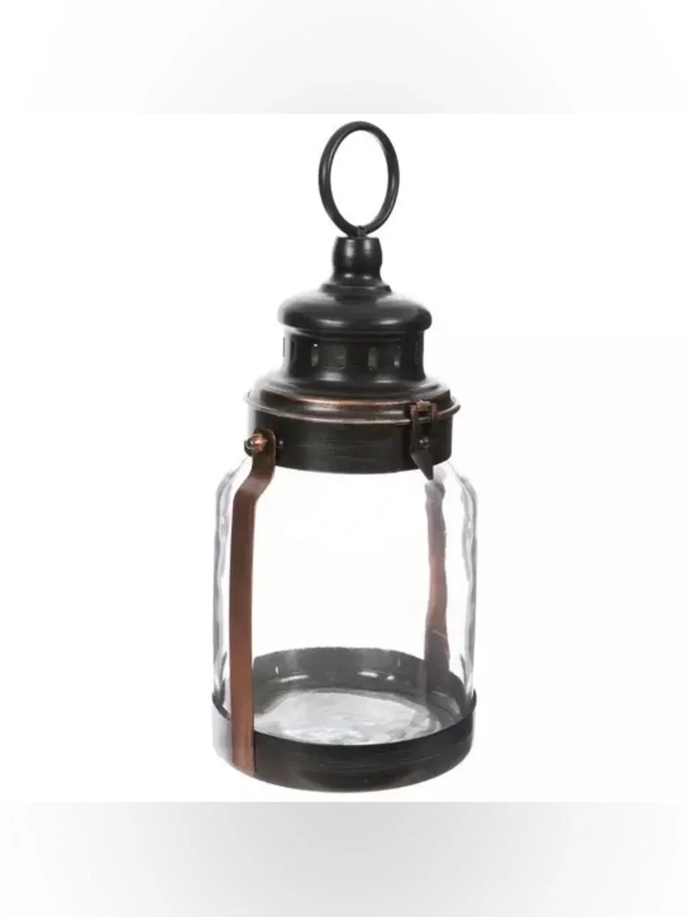 Black & Copper Round Metal Lantern